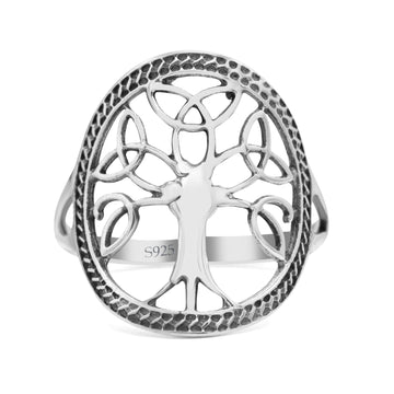 Generations New Design Celtic Tree Of Life Oxidized Band Solid 925 Sterling Silver Thumb Ring 19mm